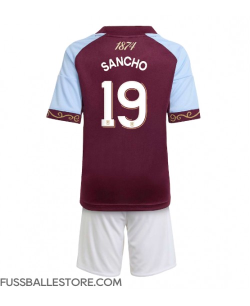 Günstige Aston Villa Jadon Sancho #19 Heimtrikotsatz Kinder 2025-26 Kurzarm (+ Kurze Hosen)